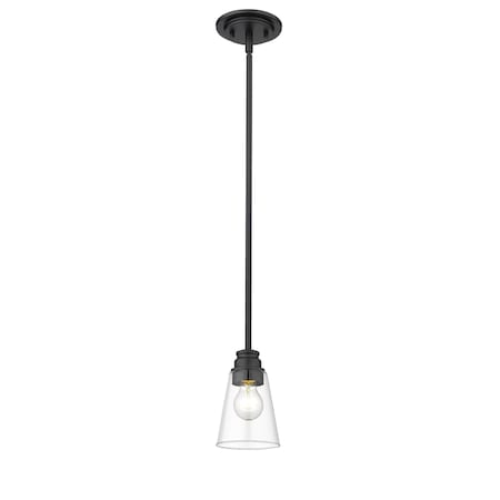 Z-Lite Annora 1 Light Mini Pendant, Matte Black & Clear 428MP-MB